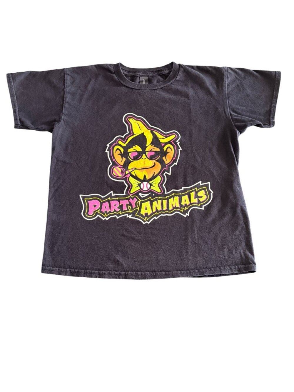 Savannah Bananas Party Animals Black Baseball Graphic Logo Shirt Youth Medium